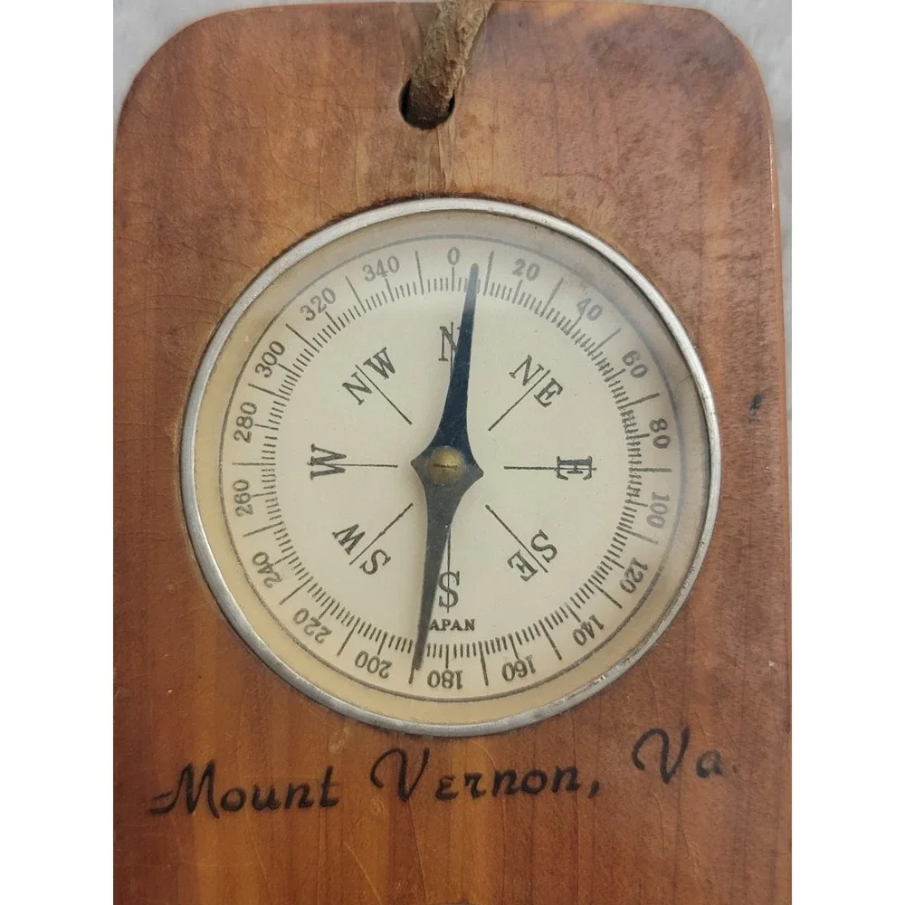 Vintage Mount Vernon VA Wood Compass Magnifying Glass Souvenir Japan